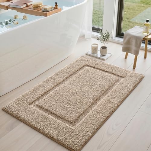 DEXI Bath Mat 43x24, Soft Absorbent Bathroom Rugs Non Slip, Beige - color: Beige, size: 43" X 24" (Rectangular)