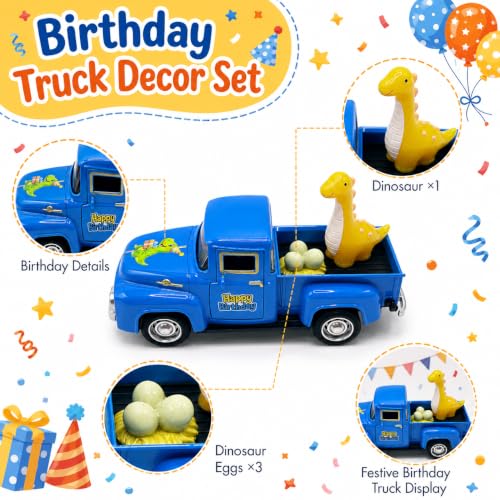 Dinosaur Birthday Pickup Truck - Dino Birthday Party Decorations - color: Blue-dinosaur