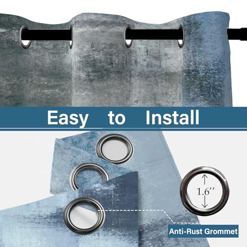 Dusty Blue Abstract Curtains for Living Room Bedroom, 42W x 63L, 2 Panels - color: Blue Grey, size: 42"W x 63"L (Pack of 2)