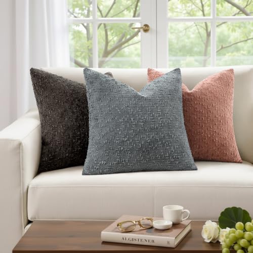 decorUhome Textured Dark Brown Chenille Throw Pillow Covers 18x18 Set of 2 - color: Dark Brown, size: 18" x 18" (Pack of 2)