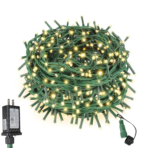 ASENEK Extra Long Christmas Decorative Outdoor String Light 197 Feet 600LED 8 Modes Indoor Lights with Timer, Outdoor Indoor Fairy Lights Christmas Tree Patio Garden Holiday Warm White - color: Warm White Glass Green Wire, size: 200FT 600LED