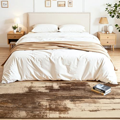Kelarea Washable Runner Rug 2.6x8, Non-Slip Low Pile Abstract Brown - color: Brown, size: 2'6" x 8' (Rectangular)