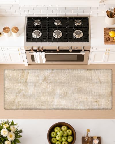 Color&Geometry Kitchen Mats for Floor 24x59 Cream/Beige Marble Design