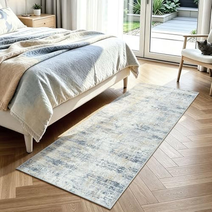 2x6 Runner Rug Non Slip Washable, Kitchen Hallway Entryway Carpet - color: Blue, size: 2' x 6' (Runner)