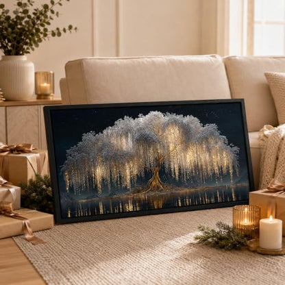 Framed Black Gold Tree of Life Abstract Canvas Wall Art 24x48 Inch - color: Tree of Life, size: 48"L x 24"W