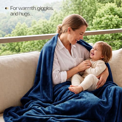 Soft Fleece Blanket for Bed Twin Size Navy (60x80 Inch) - color: Navy, size: Twin (60x80 Inch)