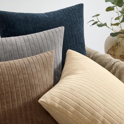 MIULEE Set of 2 Grey Textured Striped Throw Pillow Covers 20x20 Inch - color: Grey, size: 20" x 20" (Pack of 2)