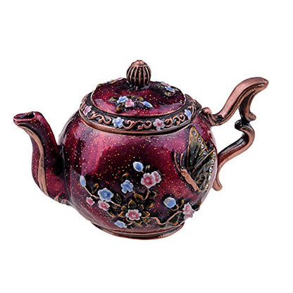 Purple Teapot Trinket Box Jewelry Box Hand Painted Decorative Box with Hinged Lid Ring Earring Holder Table Figurine Collectible - color: Purple Teapot