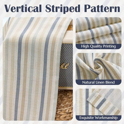 jinchan Stripe Linen Kitchen Valance Curtain, 50x18, 1 Panel, Multi Blue - color: Boxter Striped | Multi Blue on Linen, size: 50"W x 18"L (Pack of 1)