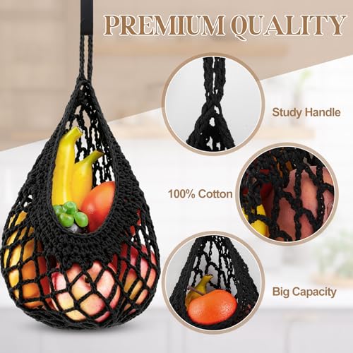 Honeydak 3 Hanging Baskets, Black, Open Mesh Teardrop - color: Black, style: Open Mesh Teardrop