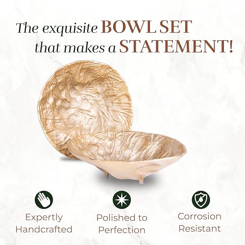OBJET D'ART Emory Decorative Round Gold Bowl, Set of 2