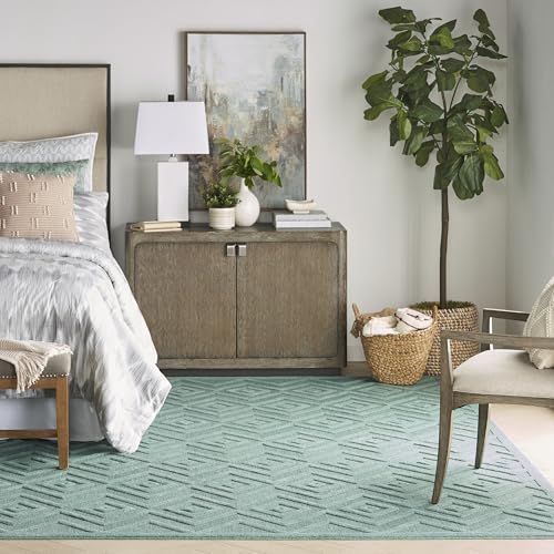 Nourison Home Versatile Aqua Teal 7' x 10' Area Rug - Easy Clean, Non Shedding, Bed Room, Living Room, Dining Room, Kitchen (7' x 10') - color: Aqua Teal, size: 7' x 10' (Rectangular)
