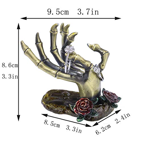 YU FENG Gothic Skeleton Hand Jewelry Holder Ring Necklace Display Stand - style: Rose Skeleton Hand