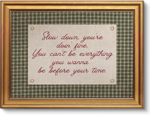Vintage Gold Framed Wall Art, Slow Down You're Doing Fine Quote, 16x24 in - color: green, size: 24"L x 16"W