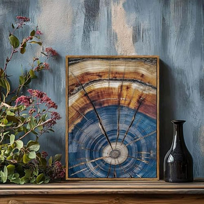 BingruiArt Faux Wood Tree Ring 02 Canvas Wall Art 12x16 Framed - color: Tree Ring - 02, size: 16"L x 12"W
