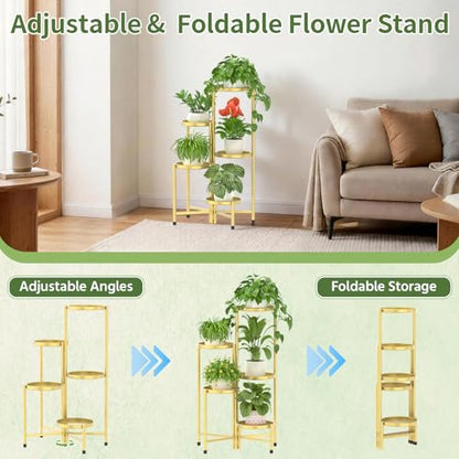 LASZOLA Plant Stand Indoor with 10 Inch Large Metal Tray, 5 Tier Gold - color: Standard Gold, size: 5 Tier