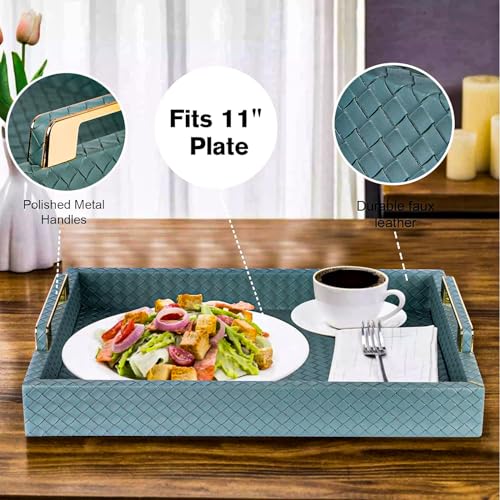 Decorative Serving Tray, Blue, 16"x12" Large Rectangular - color: Mist Blue