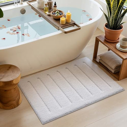LUMI Ultra Soft Bathroom Rugs Absorbent, Non Slip Bath Mat 20x32, White - color: White, size: 20" X 32"
