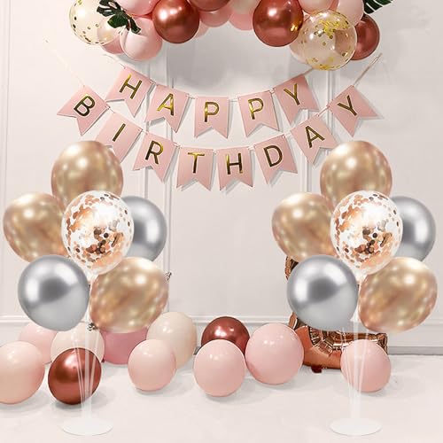 4 Set Balloon Stand with Champagne Silver Balloons and Pump - color: Champagne Silver 4