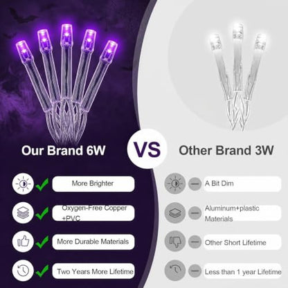 FLVOECN 720 LED 65FT Purple Halloween Ice Lights, Plug in Timer 8 Modes - color: Champagne