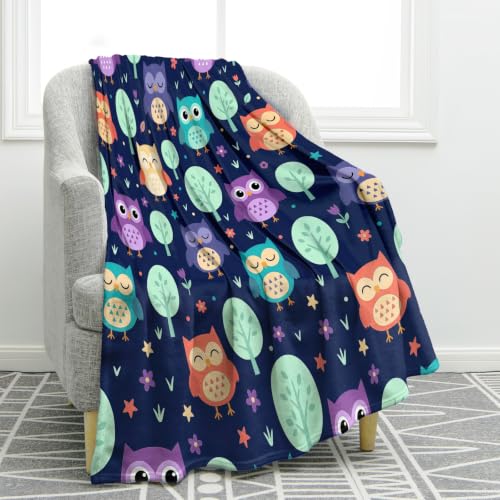 Jekeno Owl Navy Blue Throw Blanket 50"x60", Gifts for Women Men Kids - color: Navy Blue, size: 50"x60"