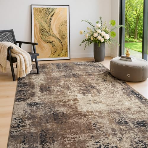Merelax 3x5 Brown Red Area Rug Washable Non-Slip Low Pile Entryway Carpet - color: Brown Red, size: 3' x 5'(36''x60'')