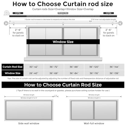 2 Pack Bronze Curtain Rod 30-42 Inch, Adjustable Curtain Rods for Windows - color: Bronze, size: 30"-42"|2 Pack
