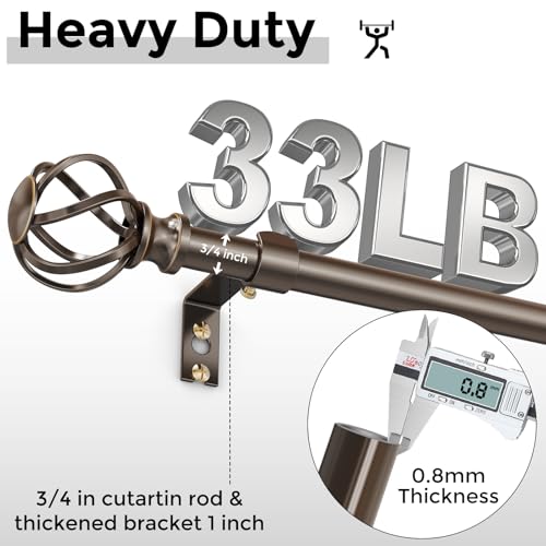 VOIIY Bronze Curtain Rod 36-120 Inch, Adjustable Curtain Rods for Windows - color: Bronze, size: 36"-120"|1 Pack