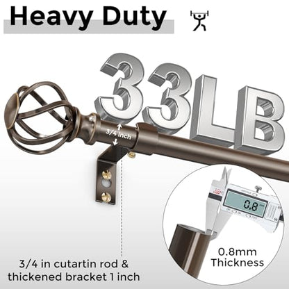 VOIIY Bronze Curtain Rod 36-120 Inch, Adjustable Curtain Rods for Windows - color: Bronze, size: 36"-120"|1 Pack