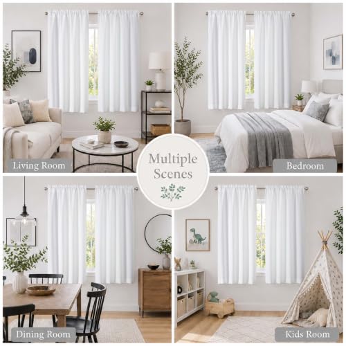 Chyhomenyc White Curtains 63 Inch Length 2 Panels - color: White, size: 40"W x 63"L (Pack of 2)