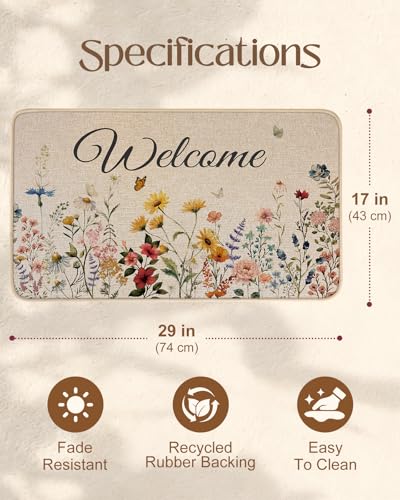 Miss Adola Door Mat, Home Decor, 17x29 Inch, Welcome Floral - color: F-welcome Floral