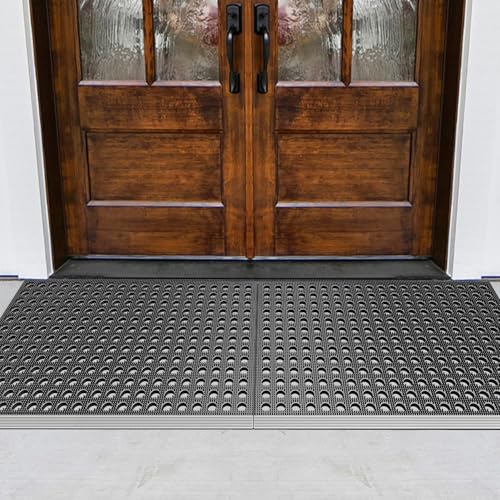 Mibao Front Door Mat, 35.5" x 24", Grey, Grey, Heavy Duty Dirt Trapping - color: Grey, size: 2' x 3' (Rectangular)