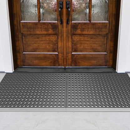 Mibao Front Door Mat, 35.5" x 24", Grey, Grey, Heavy Duty Dirt Trapping - color: Grey, size: 2' x 3' (Rectangular)