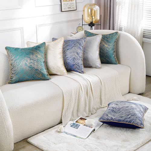 HPUK Jacquard Throw Pillow Covers 18x18 Inch, Soft Textured, Set of 2 - color: Hp-green