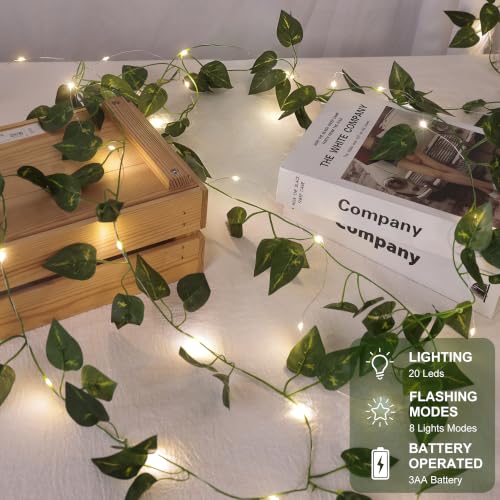 Vine Fairy Lights, 6.5FT 40 LEDs Pothos String Lights Indoor, 2 Pack - color: Pothos, size: 6.5 ft-20 LED-2 pack