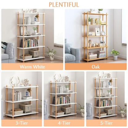 IOTXY 5-Tier Wooden Shelf Bookcase, Freestanding Open Bookshelf, White - color: White, size: 5-Tier