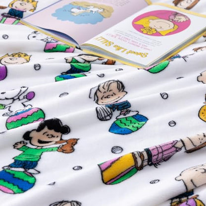 Berkshire Peanuts® VelvetLoft® Cute Character Snoopy Plush Throw Blanket,Easter Gang 2025 White,Throw 55 in x 70 in (Official Peanuts® Product) - color: Easter Gang 2025 White, size: Throw (55 in x 70 in)