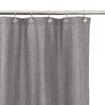 Brushed Nickel Shower Curtain Hooks: Rust Proof Metal Curtain Rings, 12Pcs - color: Brushed Nickel