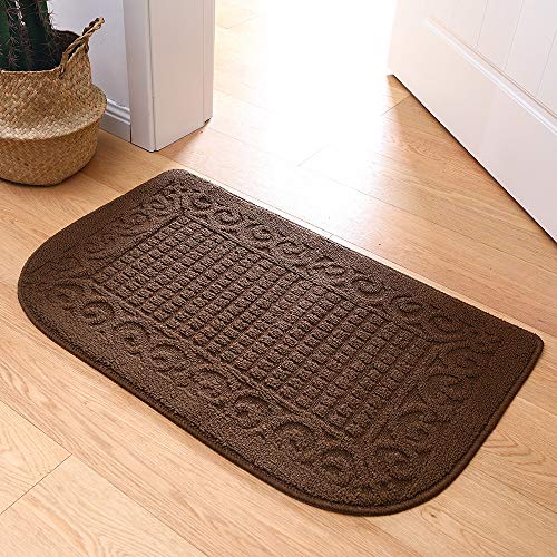 COSY HOMEER 32x20 Half Round Kitchen Rug,Non Slip Washable Mat,Brown 1PC - color: Brown, size: 1'8" x 2'8" (Semicircular)