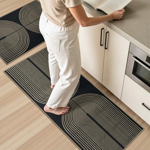 Kitchen Mats Sets of 2 PCS, Non Slip Washable Kitchen Floor Mats - color: Rainbow, size: 17.3"x47"