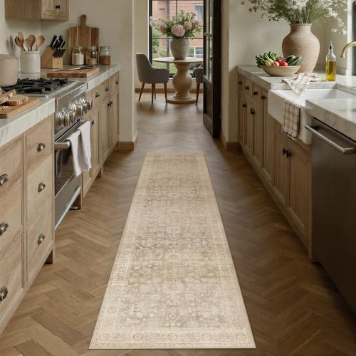 HUGEAR Beige Runner Rugs 2x8 Hallway Washable Rug Carpet - color: Retro Beige, size: 2' x 8' (Runner)
