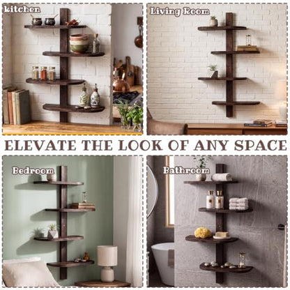 Pinkunn Floating Shelves for Wall Set of 4 Unit Mid Century Modern Decor