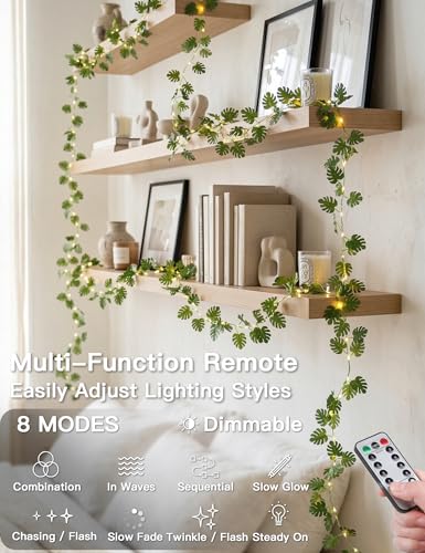 suddus 33FT Monstera Vines with Lights Battery & USB Powered Copper Wire - color: Monstera, size: 100 LED-Battery
