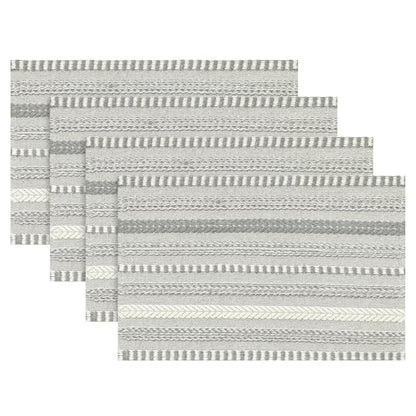 Artoid Mode Dark Grey Woven Braided Stripe Placemats Set of 4-12x18 Inch - color: Dark Grey, size: 12" x 18", 4 Pcs