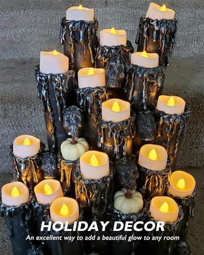 Homemory 12-Pack Flameless Tea Lights Candles Battery Operated, 200+ Hours - color: Bright Amber Glow – White Body, size: Pack of 12