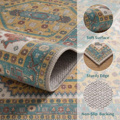 Ciicool 2x3ft Small Area Rug,Washable Boho Thin Mat for Entryway Kitchen - color: Yellow/Multi, size: 2' X 3' (Rectangular)