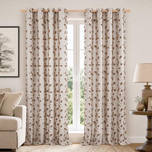 BGment Brown Fall Linen Curtains for Living Room 96 inches Long - 2 Panels - color: Brown, size: 52"W x 96"L (Pack of 2)