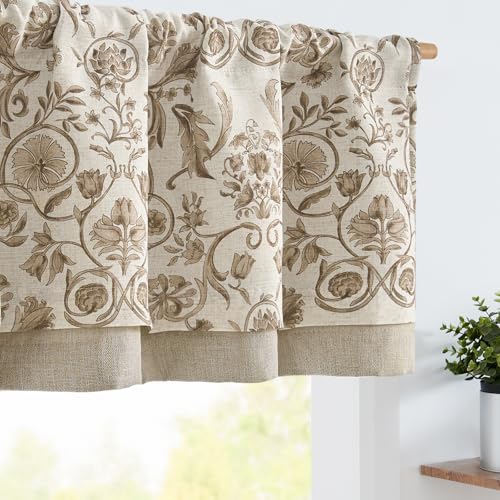 jinchan Linen Valance Kitchen Curtain 2 Panels 16 Inch Farmhouse Taupe - color: *Vintage Taupe, size: 50"W x 16"L (Pack of 2)