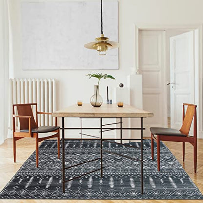 ReaLife Machine Washable Area Rug - Living Room Bedroom Bathroom Kitchen Entryway Office - Padded Low Pile Stain Resistant Premium - Geometric Moroccan Diamond - Jace 4' x 6' - color: Jace, size: 4' x 6' (Rectangular)