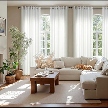 NICETOWN Non See Through White Privacy Sheer Curtains 84 inches Long - color: White, size: 52"W x 84"L (Pack of 2)